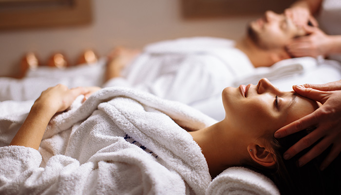 Guests enjoying relaxing in-home spa treatments